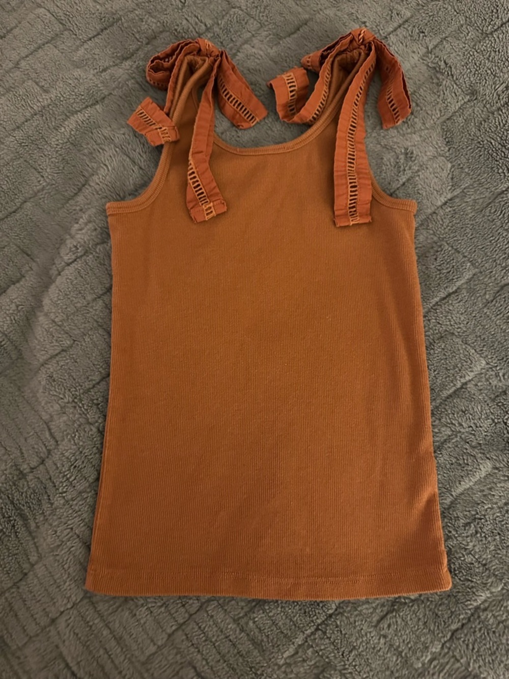 LOFT Rust Tie-Strap Ribbed Tank Top - Picture 3 of 3